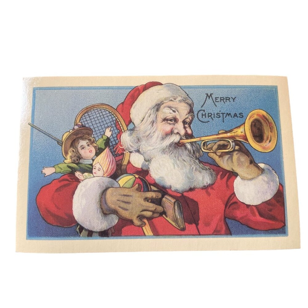 Set of 10 Victorian Christmas & New Year Postcards Set Girls Boys Santa Angels - Picture 5 of 9